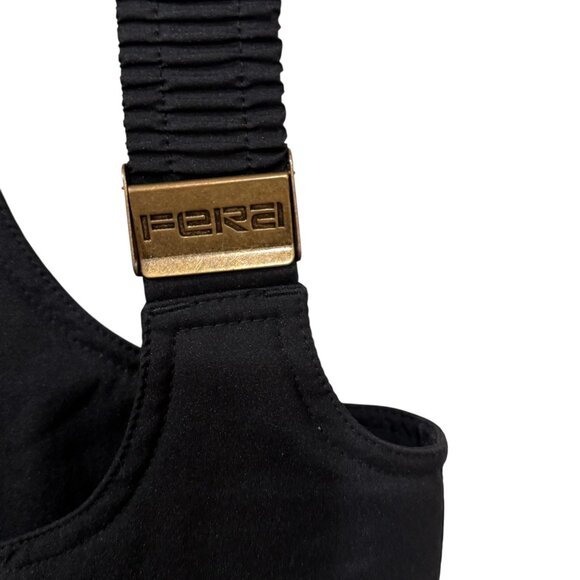 Vintage Fera Womens Black Insulated Ski Bib Overalls Adjustable Straps size 10 - Picture 3 of 4